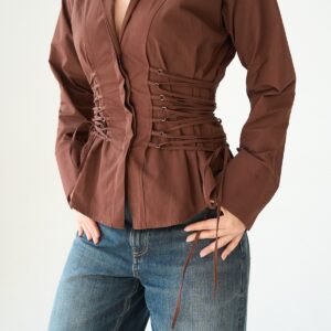 Korsett-Bluse in Schokobraun