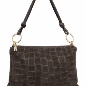Wildleder-Schultertasche "Aurelia" in Krokodil-Optik
