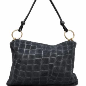 Wildleder-Schultertasche "Nera" in Krokodil-Optik